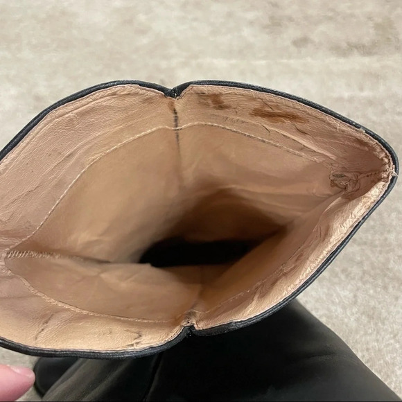 Isabel Marant Black Chess Leather Tall Boots Women's EU 37 Made in Portugal - Picture 8 of 16